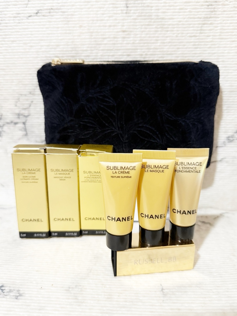 Chanel Beauty Black Velvet Sublimage Pouch, Sublimage Creme, Mask & Concentrate